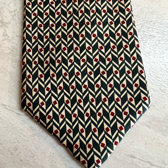 BROOKS BROTHERS Neck Tie subtle Beige Green Red - Picture 4 of 6